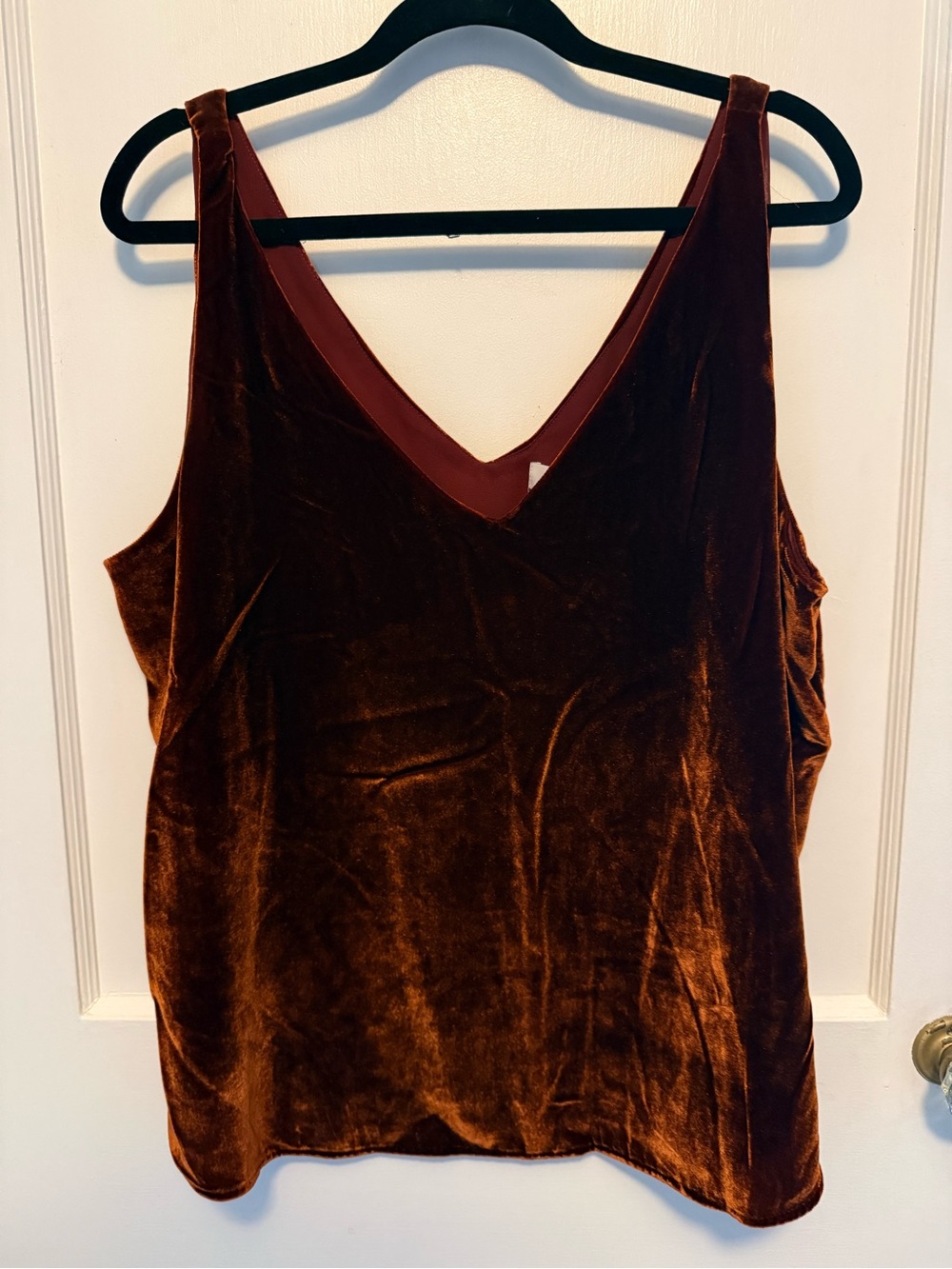 LOFT Velvet V-Neck Camisole in Rust